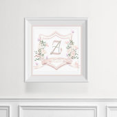 Baby Meisje Crest Monogram Muur Print