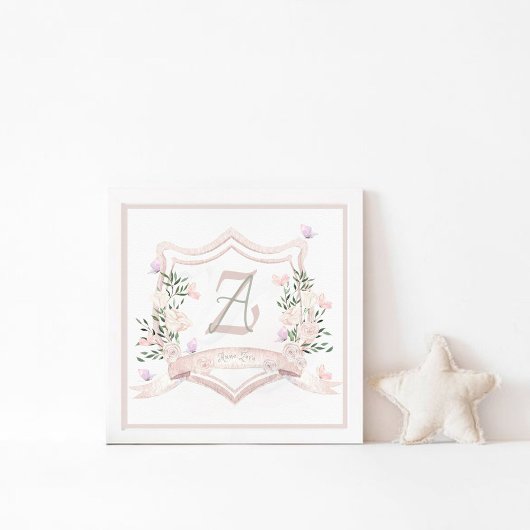 Baby Meisje Crest Monogram Muur Print