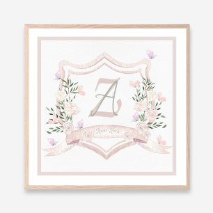 Baby Meisje Crest Monogram Muur Print