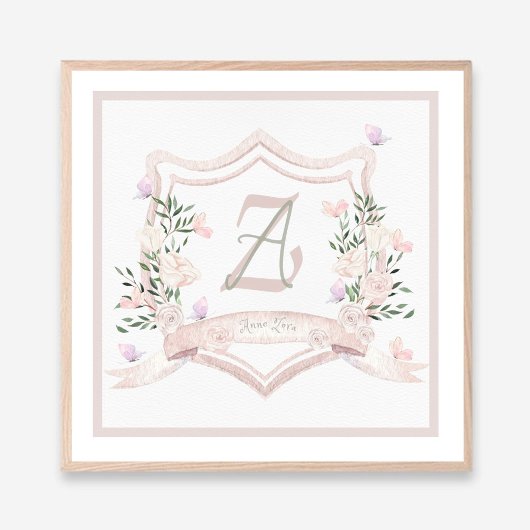 Baby Meisje Crest Monogram Muur Print