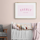 Baby Meisje Custom Naam Print Roze Kwekerij Wall A