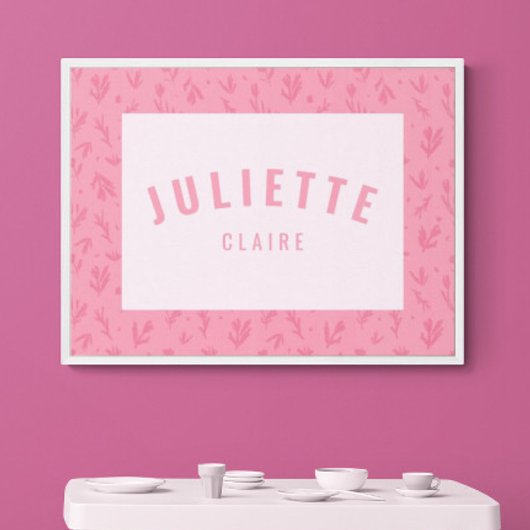 Baby Meisje Custom Naam Print Roze Kwekerij Wall A