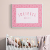 Baby Meisje Custom Naam Print Roze Kwekerij Wall A