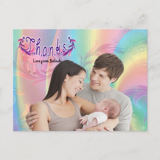 Baby Meisje Dank Je Foto Ansichtkaart Briefkaart (Voorkant)