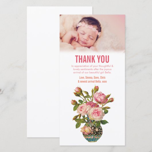 Baby Meisje Dank u  Fotokaart Sjabloon (Voorkant / Achterkant)