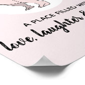 Baby Meisje Doodle Dinosaurus Roze T-Rex Naam Nurs Poster (Hoek)