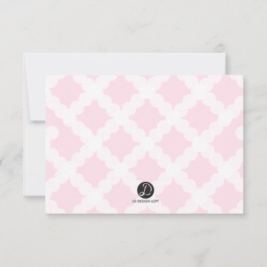 Baby Meisje Doop Doop Roze Wit Dank u Bedankkaart (Achterkant)