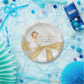 Baby Meisje Doop Doopjurk Cross Papieren Bordje (Feest)