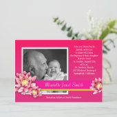 Baby Meisje Doop Fuschia Roze Lotus Bloom Kaart (Staand voorkant)