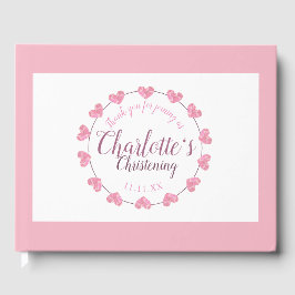 Baby meisje doop roze & wit gepersonaliseerd gastenboek