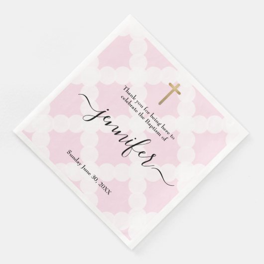 Baby meisje doop roze wit goud servet (Hoek)