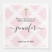 Baby meisje doop roze wit goud servet (Voorkant)
