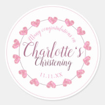 Baby meisje doop roze & wit hart cadeau