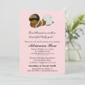 Baby Meisje Doopsel Uitnodigingen PINK 183 (Staand voorkant)