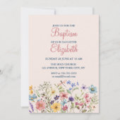 Baby Meisje Dopen Waterverf Bloemenuitnodiging Kaart (Voorkant)