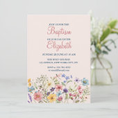 Baby Meisje Dopen Waterverf Bloemenuitnodiging Kaart (Staand voorkant)