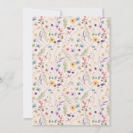 Baby Meisje Dopen Waterverf Bloemenuitnodiging Kaart (Achterkant)