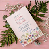 Baby Meisje Dopen Waterverf Bloemenuitnodiging Kaart