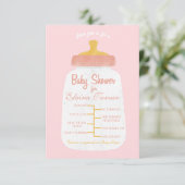 Baby Meisje Douche Baby Flesuitnodiging Kaart (Staand voorkant)