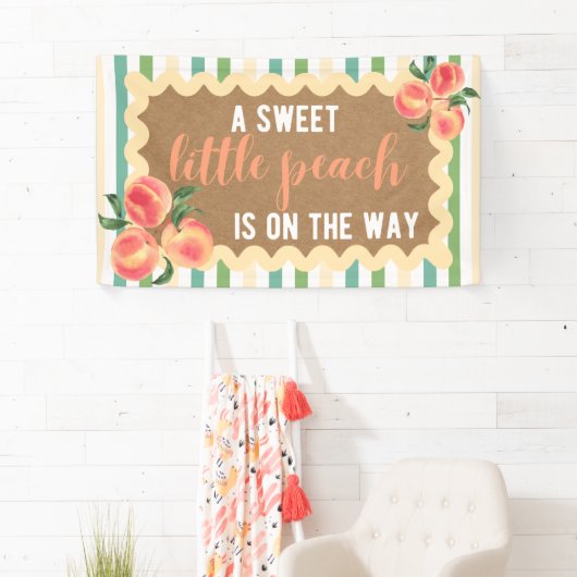 Baby Meisje Douche Banner Perzik Thema Party Achte (Insitu)