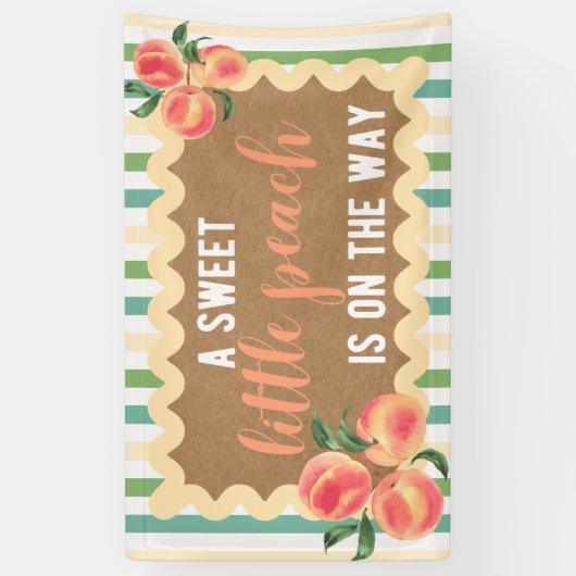 Baby Meisje Douche Banner Perzik Thema Party Achte (Verticaal)