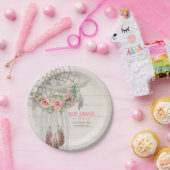 Baby Meisje Douche BOHO Bloemen Droom Catcher Veer Papieren Bordje (Feest)
