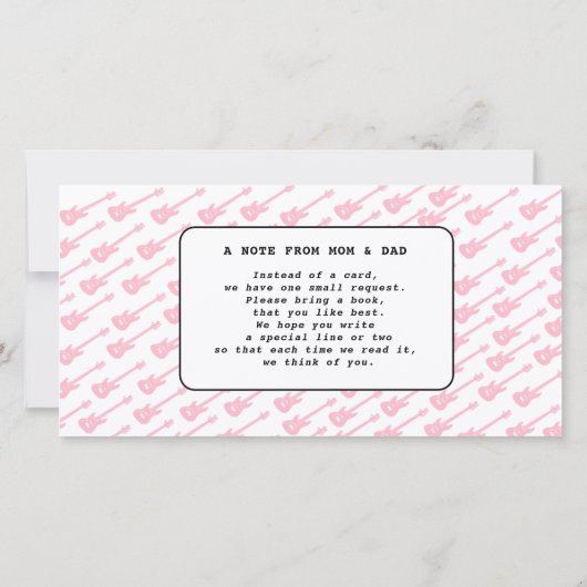 BABY MEISJE DOUCHE CONCERT UITNODIGING (Achterkant)