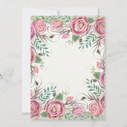 Baby Meisje Douche Elegante Bloemen Roos Deer Antl Kaart (Achterkant)