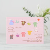 Baby Meisje Douche Flat Uitnodiging (Staand voorkant)