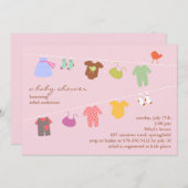 Baby Meisje Douche Flat Uitnodiging (Voorkant / Achterkant)