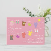 Baby Meisje Douche Flat Uitnodiging (Staand voorkant)