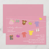 Baby Meisje Douche Flat Uitnodiging (Voorkant / Achterkant)