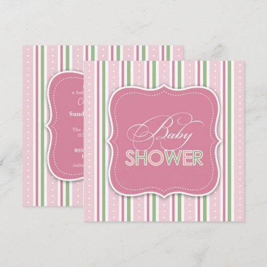 Baby Meisje Douche Flat Uitnodiging (Voorkant / Achterkant)