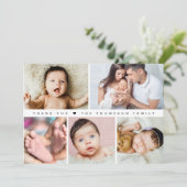 Baby Meisje Douche Fotocollage Eenvoudig Bedankkaart (Staand voorkant)