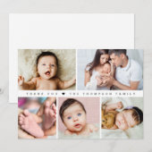 Baby Meisje Douche Fotocollage Eenvoudig Bedankkaart (Voorkant / Achterkant)