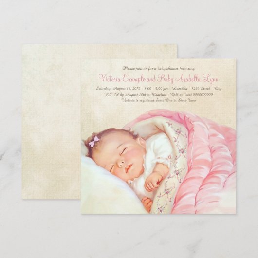  Baby Meisje Douche Kaart (Voorkant / Achterkant)