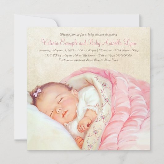  Baby Meisje Douche Kaart (Voorkant)