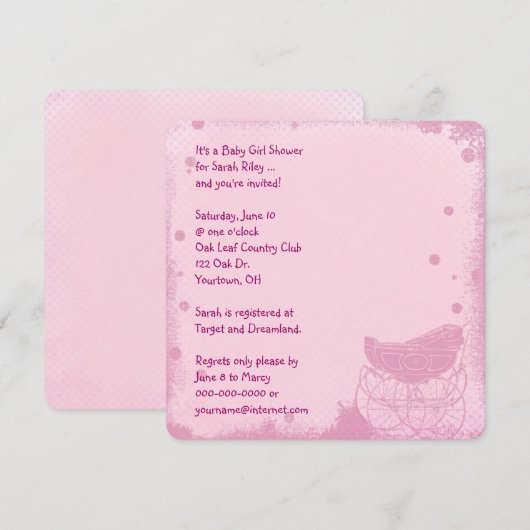  Baby Meisje Douche Kaart (Voorkant / Achterkant)