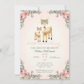 Baby Meisje Douche Kleine Herten Antler Rozen Bloe Kaart (Voorkant)