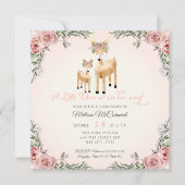 Baby Meisje Douche Kleine Herten Antler Rozen Vier Kaart (Voorkant)