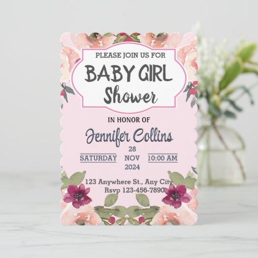 Baby Meisje Douche Kleine Wildflower Kaart (Staand voorkant)