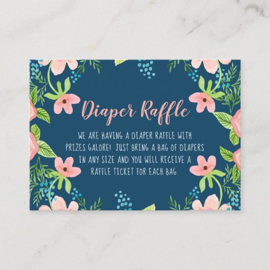 Baby Meisje Douche Luier Raffle Boho Bloemen Moder Informatiekaartje (Voorkant)