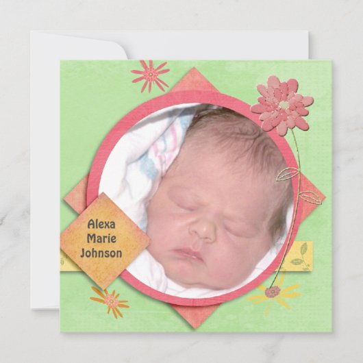 Baby meisje douche met aangepaste foto kaart (Voorkant)