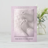 Baby Meisje Douche met Baby Voeten Invitation Kaart (Staand voorkant)