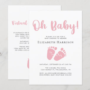 Baby Meisje Douche met Virtual Online Option Roze Kaart