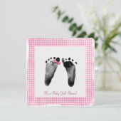 Baby Meisje Douche met voetafdrukken Kaart (Staand voorkant)