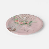 Baby Meisje Douche Modern Floral Hot Pink Peach Ro Papieren Bordje (Gekanteld)