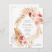 Baby Meisje Douche Moderne Boho Pampas gras bloemi Uitnodiging Briefkaart (Voorkant / Achterkant)