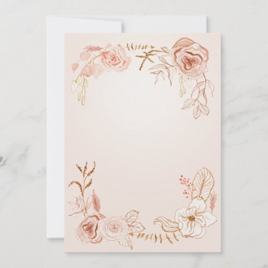 Baby Meisje Douche Navy Blush Roze Waterverf Bloem Kaart (Achterkant)