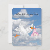 Baby Meisje Douche Ooievaar Levering Kaart (Voorkant)